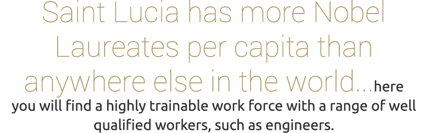 Saint Lucia has more Nobel Laureates per capita than anywhere else in the world...here you will find a highly trainab...